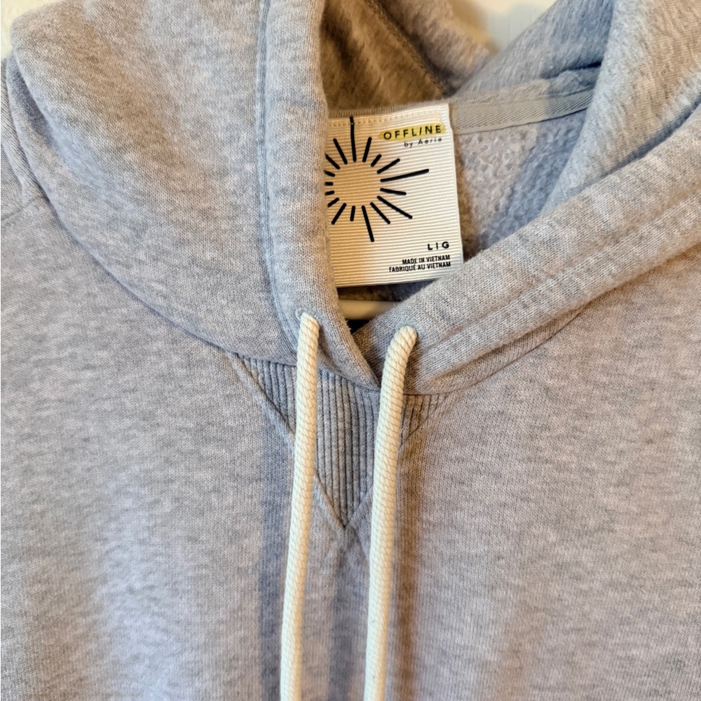 Aerie Offline Oversized Gray Hoodie with Front Pocket - Picture 2 of 4